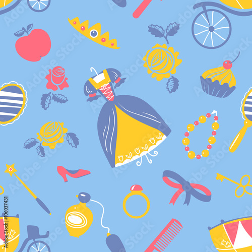 Fairy tail princess accessories seamless background