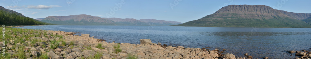 Lake panorama on the Putorana plateau.