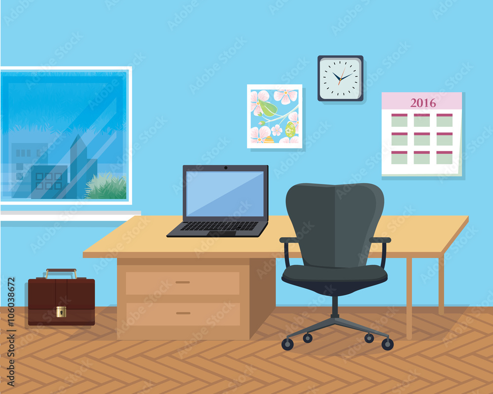 Fototapeta premium Interior Office Room. Illustration for Design