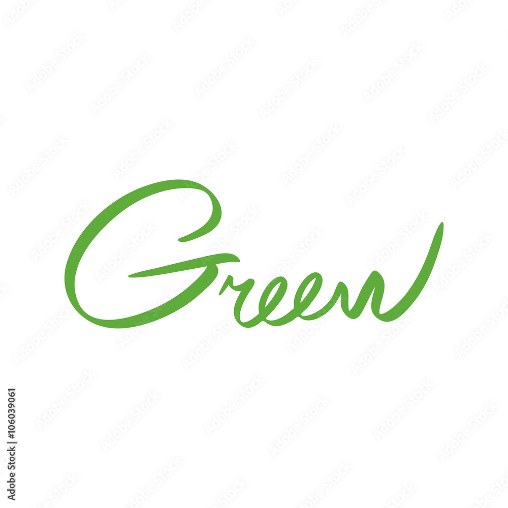 Vector green hand drawn design hand-written name of the color green Vector green hand drawn design hand-written name of the color green