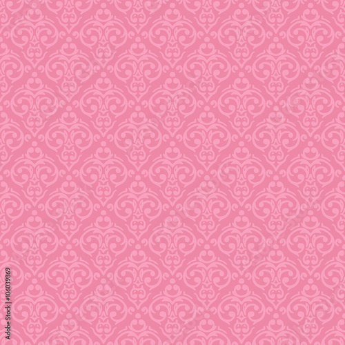 Vector seamless baroque damask luxury pink background