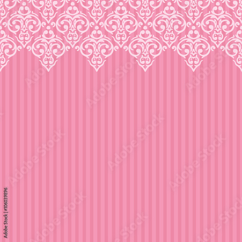 Vector seamless pink frame/border in damask baroque style