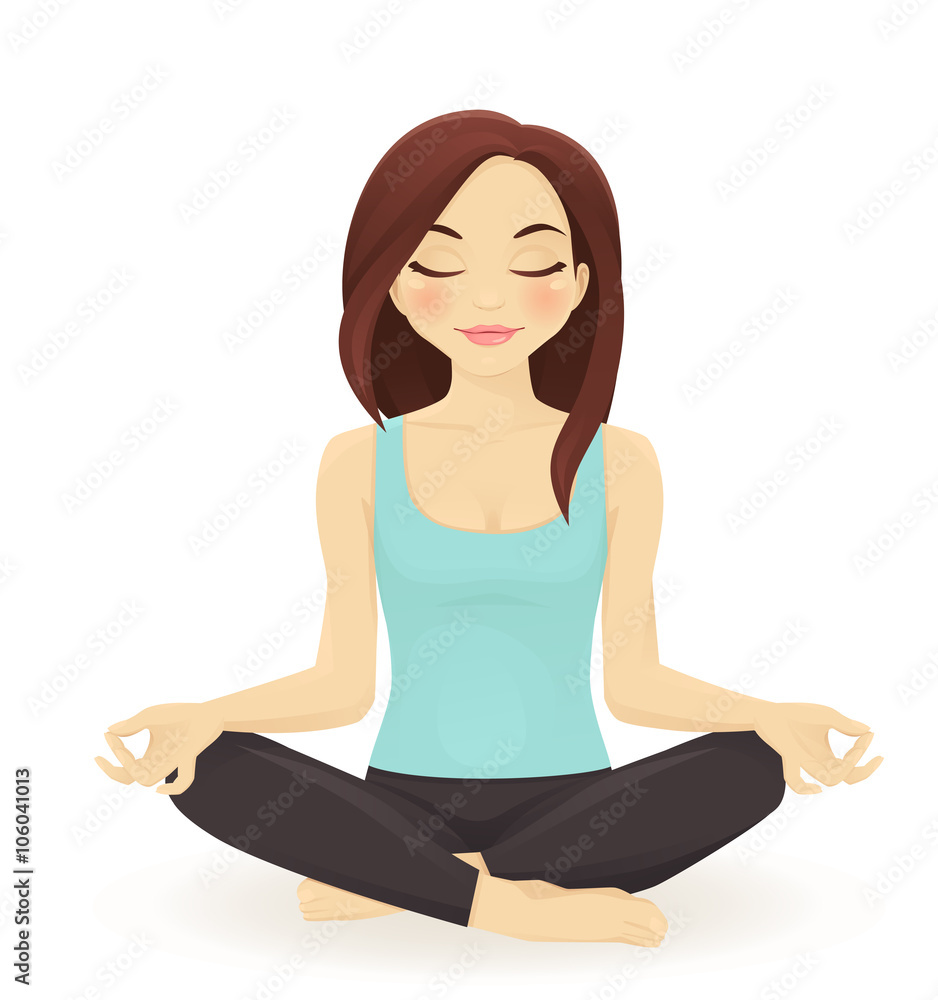 Young woman practicing yoga in lotus pose 