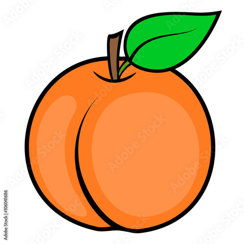 Cartoon peach isolated on white background.
