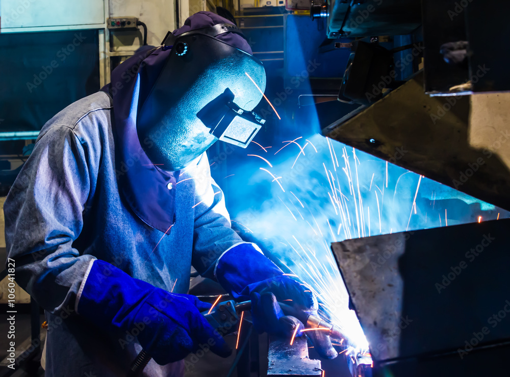 Welding work in car factory Welding work in car factory