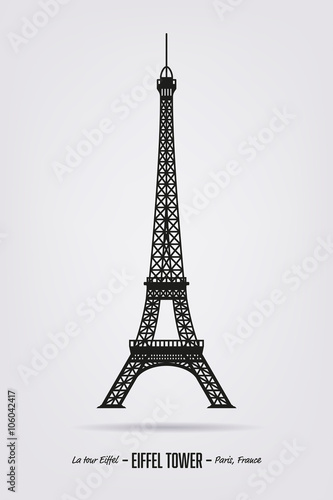 Eiffel tower at Paris, France vector silhouette poster