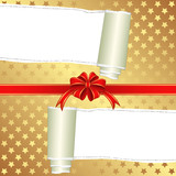 wrapping paper ripped with ribbon bow