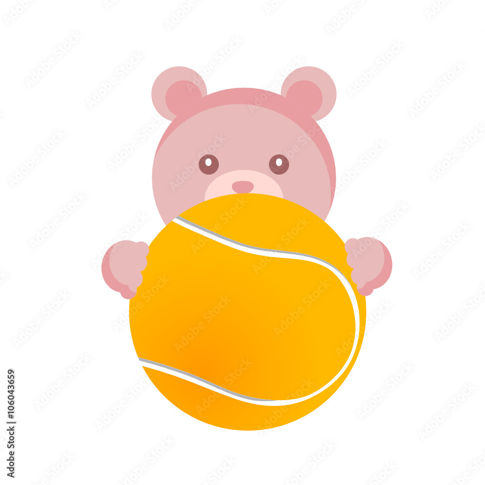 Naklejka premium teddy with tennis ball illustration