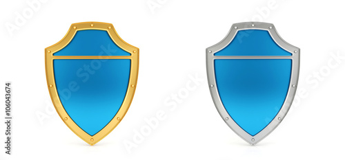 Free Download Blue shields isolated on white background - GFXLoad