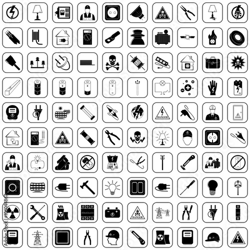 Electricity 100 icons set for web and mobile