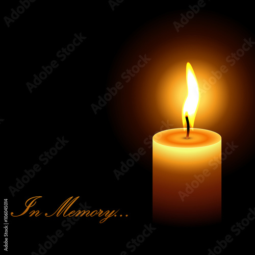In memory mourning candle light vector background.