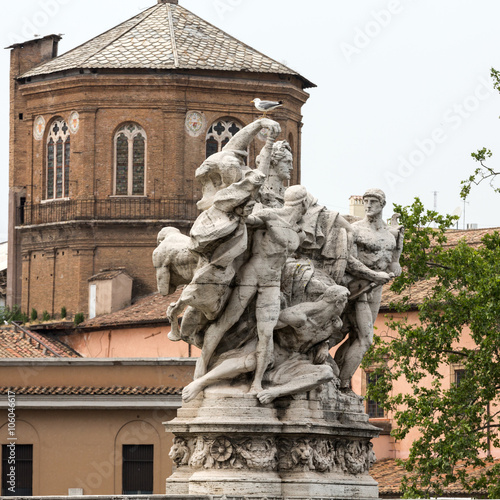 Sculpture at Vittorio Emanuele II Bridge, Rome, Italy. photo