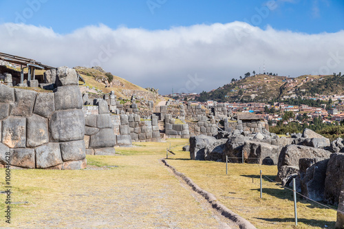 Saksaywaman, Saqsaywaman, Sasawaman, Saksawaman, Sacsahuayman, Sasaywaman or Saksaq Waman citadel fortress in Cusco,  Peru photo