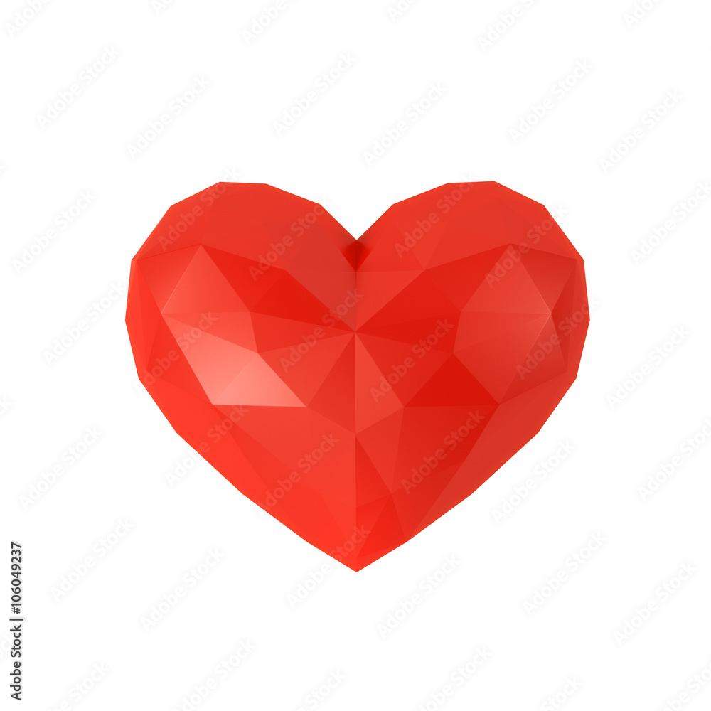 Faceted heart on a white background