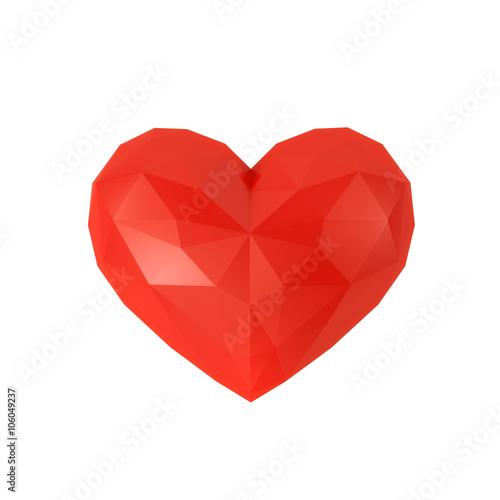 Faceted heart on a white background