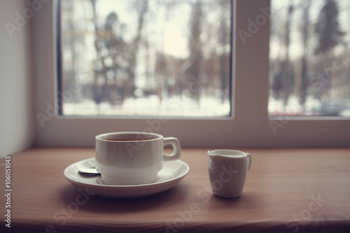 morning coffee on the window