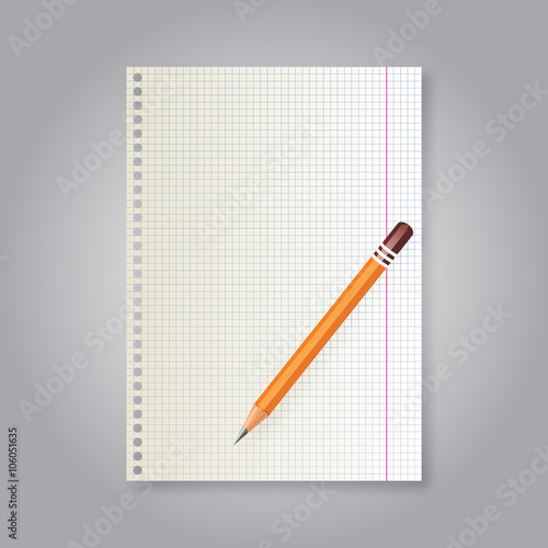 notebook paper with pencil