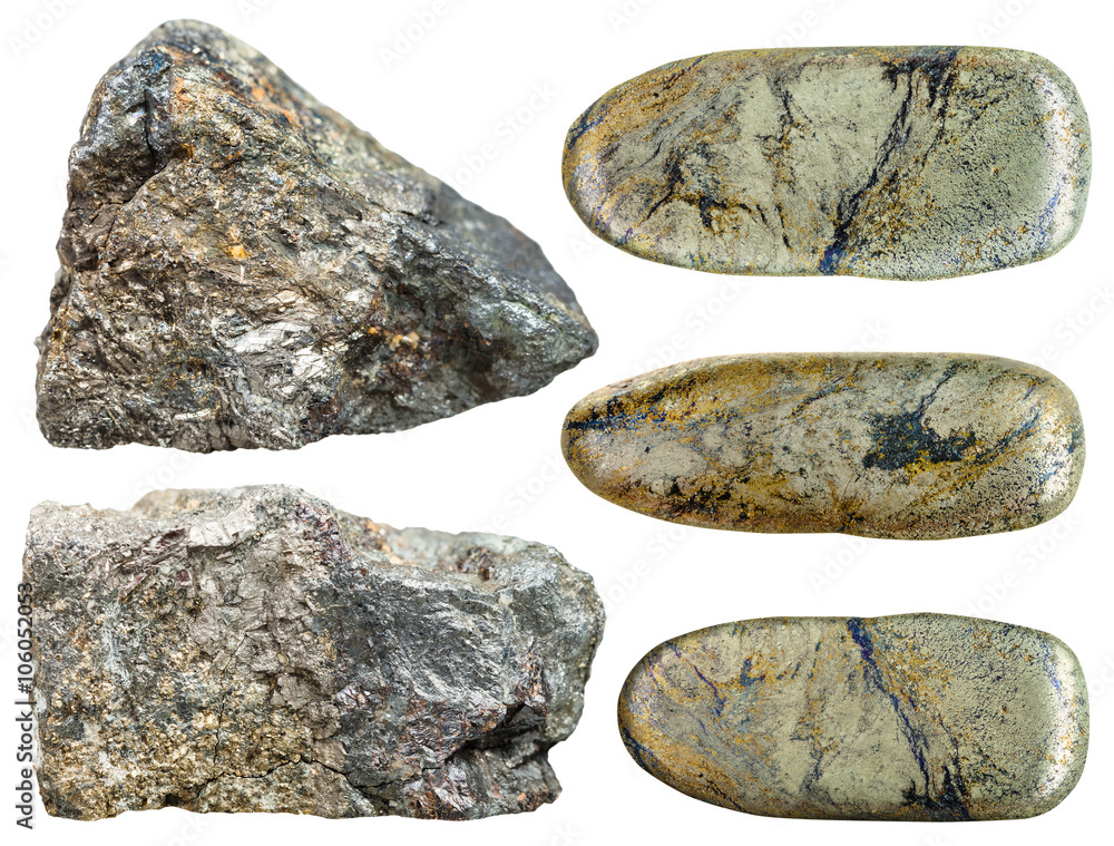 set of Arsenopyrite polished and rock stones set of Arsenopyrite polished and rock stones