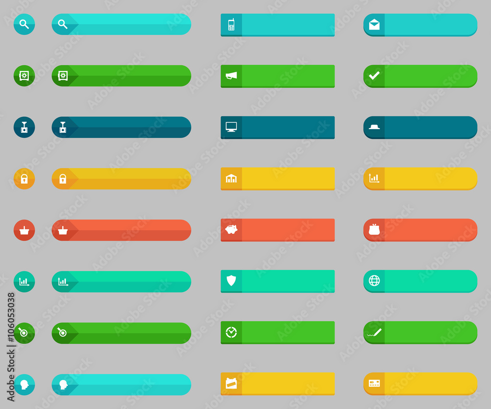 Vector donate and buying concepts flat buttons set. Vector donate and buying concepts flat buttons set.