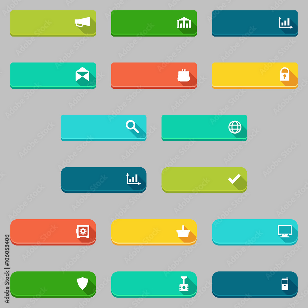 Vector donate and buying concepts flat buttons set. Vector donate and buying concepts flat buttons set.
