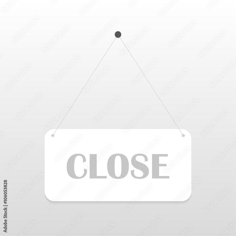 Closed sign board hanging on the white wall. Vector illustration Closed sign board hanging on the white wall. Vector illustration