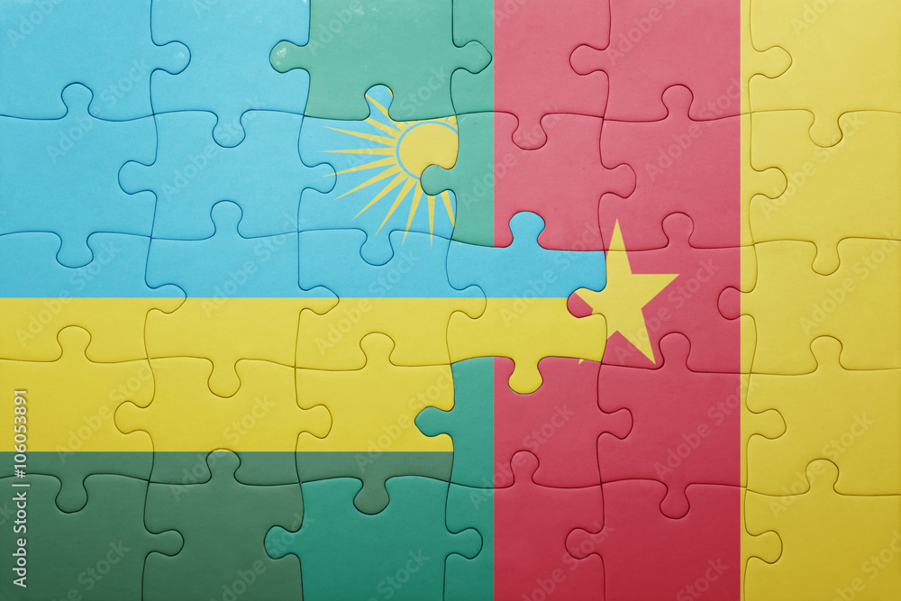 puzzle with the national flag of rwanda and cameroon puzzle with the national flag of rwanda and cameroon
