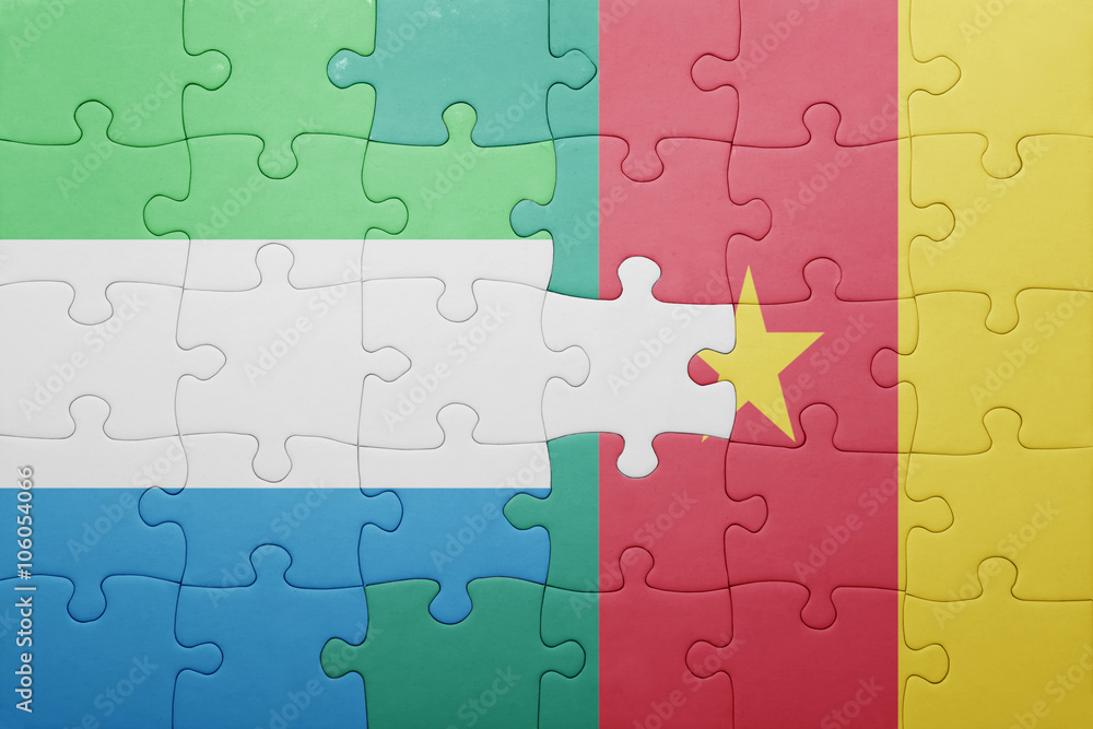 puzzle with the national flag of sierra leone and cameroon puzzle with the national flag of sierra leone and cameroon