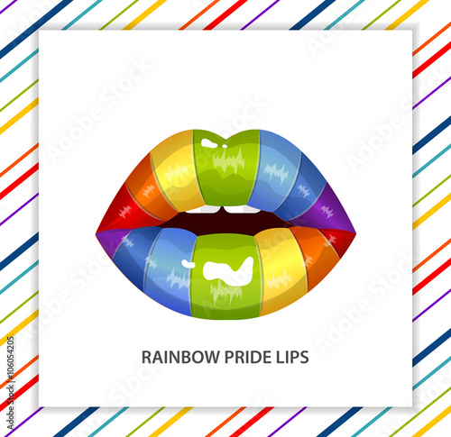 Rainbow sexy shining lips, lipstick, open mouth
