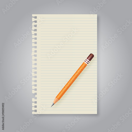 notebook paper with pencil