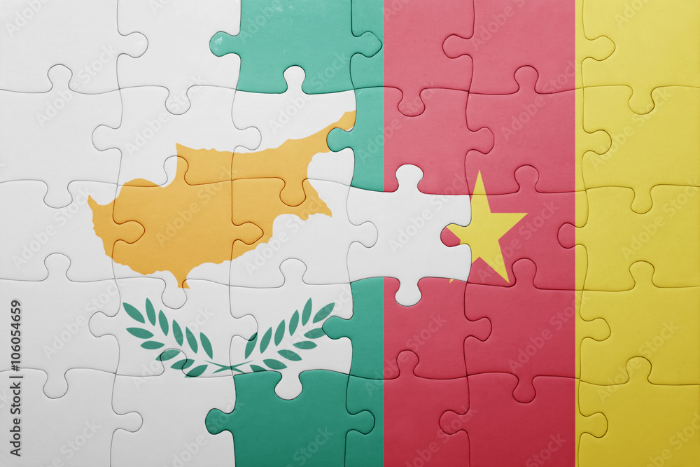 puzzle with the national flag of cyprus and cameroon puzzle with the national flag of cyprus and cameroon