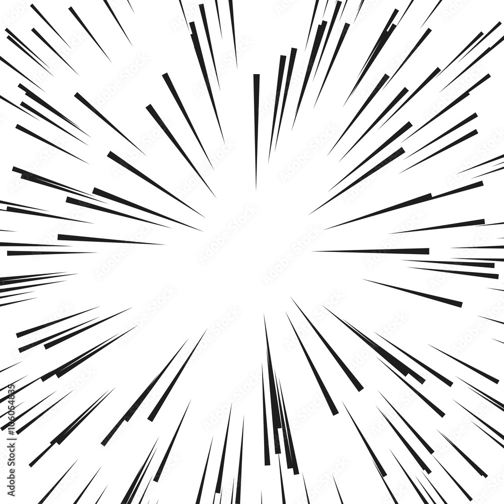 Obraz premium Comic Radial Speed Lines. Graphic Explosion Book Design Element. Vector Illustration.