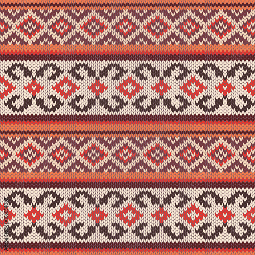 Knitted Seamless Pattern in warm hues