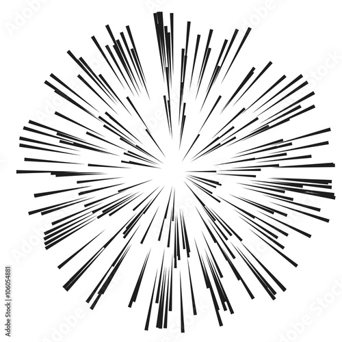 Comic Radial Speed Lines. Graphic Explosion Book Design Element. Vector Illustration.