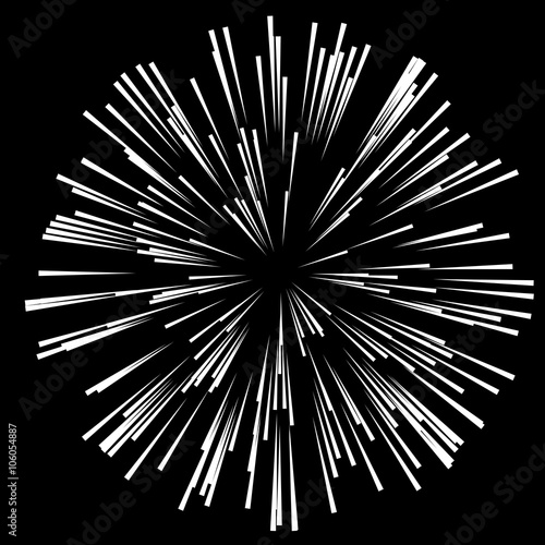 Comic Radial Speed Lines. Graphic Explosion Book Design Element. Vector Illustration.