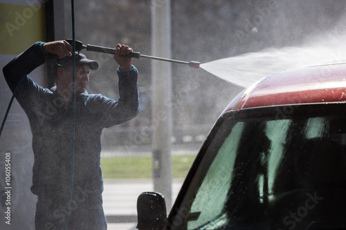 Men Washing His Car 