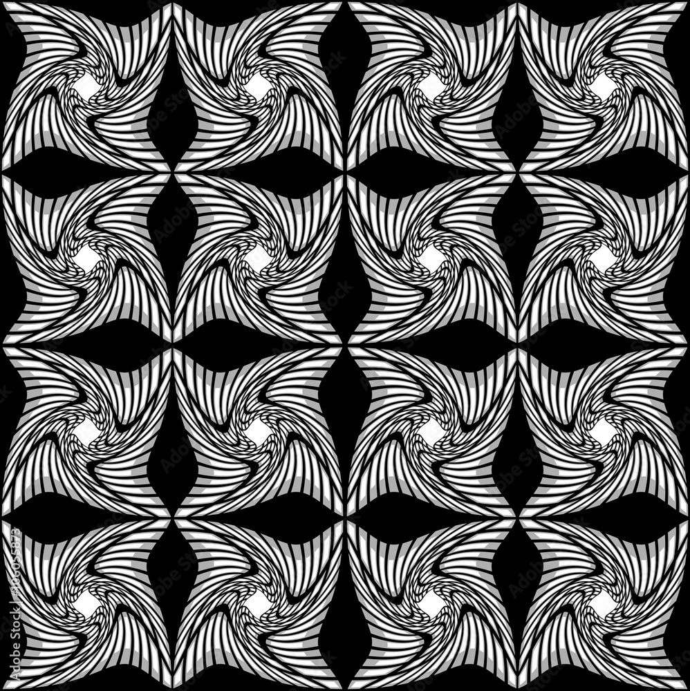 Abstract black and white pattern of twisted squares Abstract black and white pattern of twisted squares