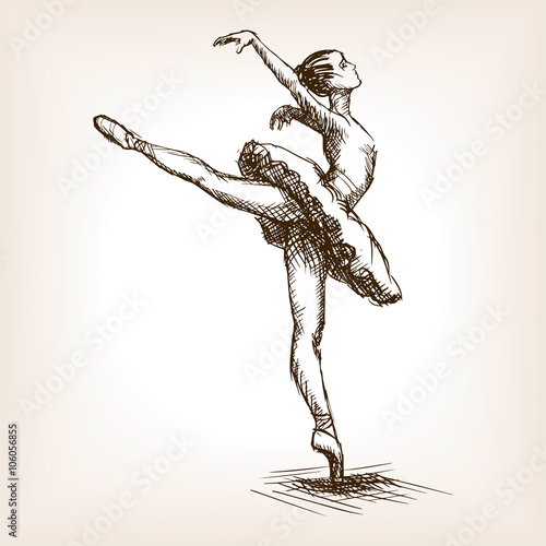 Ballet dancer girl sketch vector