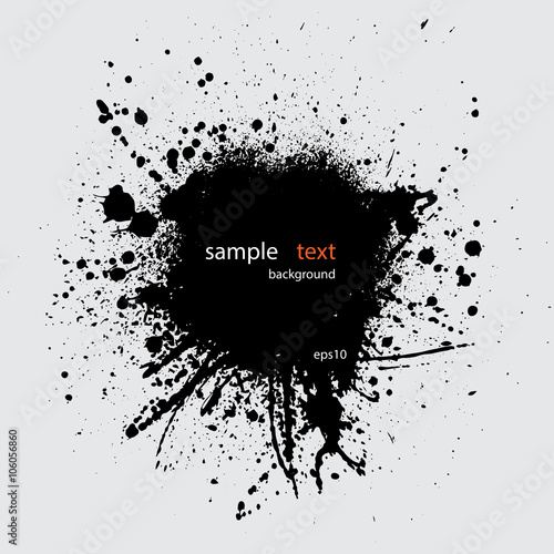 Black ink splash with text