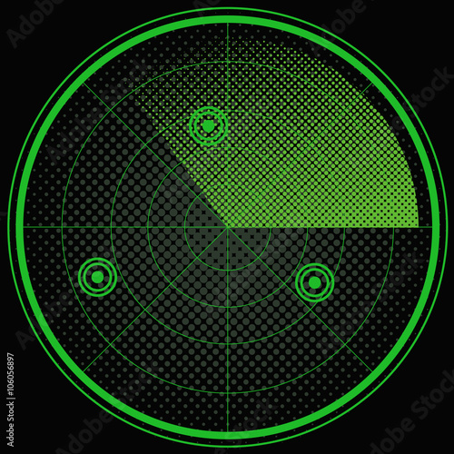 Green radar screen pop art style vector