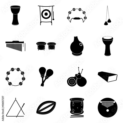 Percssion instruments simple icons set photo