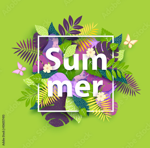 Floral summer background with white text