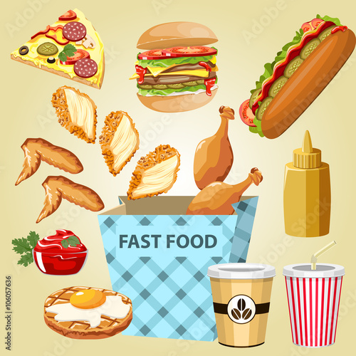 different parts chicken product fast food