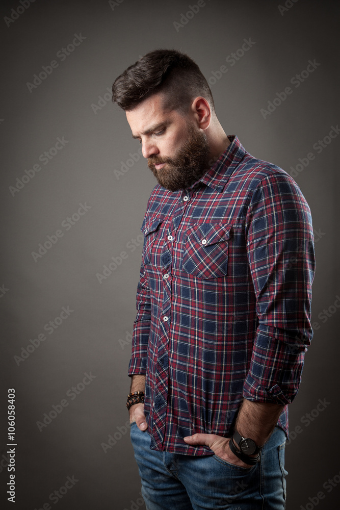 Young handsome hipster with beard