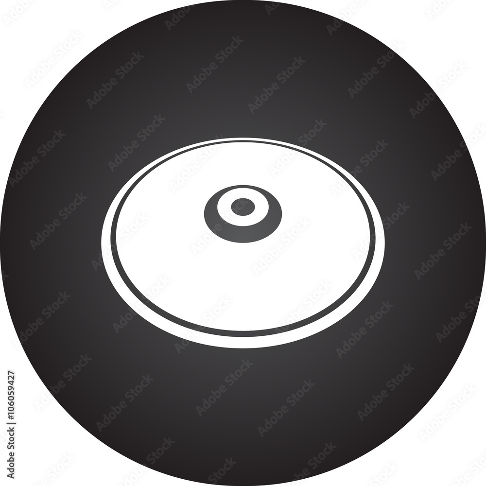 Crash ride cymbal simple icon on round background Crash ride cymbal simple icon on round background