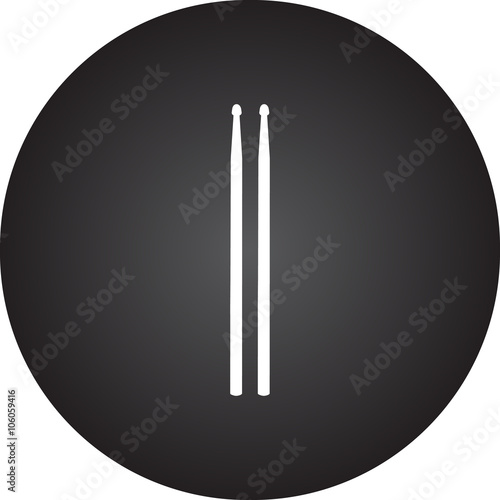 Drumsticks simple icon on round background