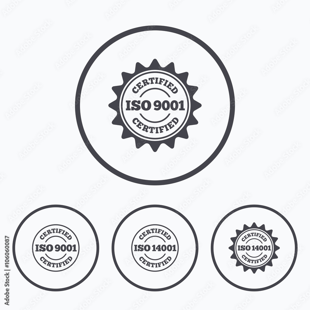 ISO 9001 and 14001 certified icon. Certification