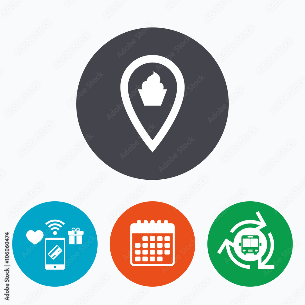 Map pointer food sign icon. Marker symbol. Map pointer food sign icon. Marker symbol.