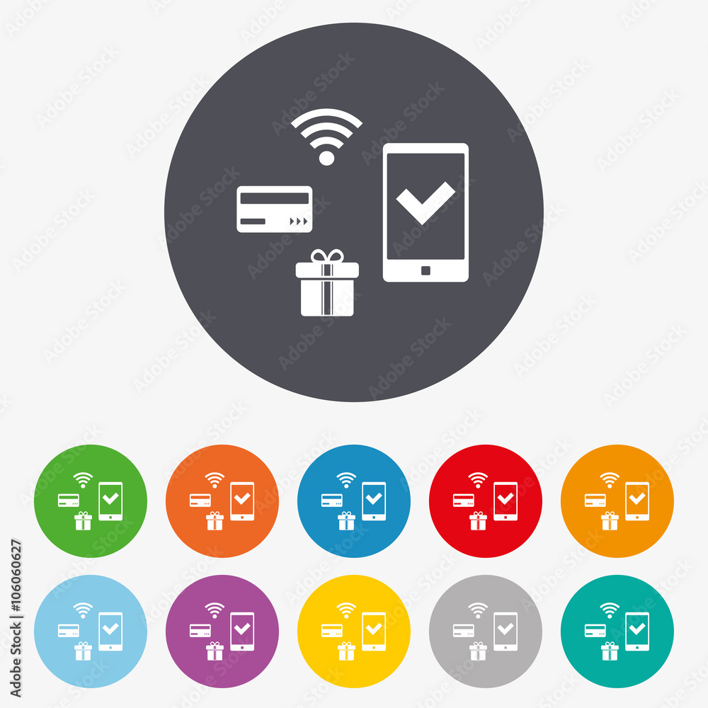 Mobile payments icon. Smartphone, credit card. Mobile payments icon. Smartphone, credit card.