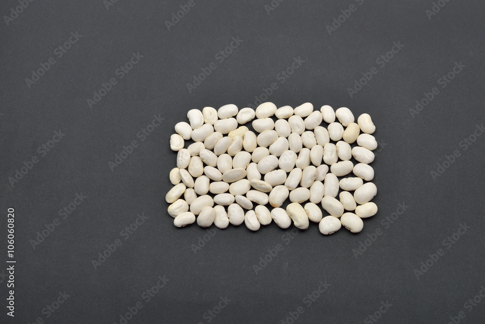 Rectangle made from white beans on black background. Forms geome Rectangle made from white beans on black background. Forms geome