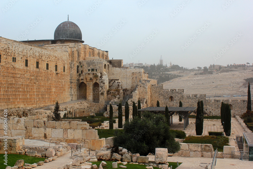 Dome of Al-Musalla Al-Qibli Al-Aqsa - the largest mosque in the Jerusalem, Israel